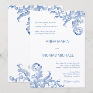 Convite do casamento do Flourish dos azuis