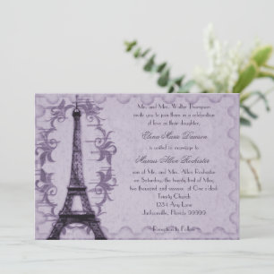Convite do casamento do Grunge de Paris da lavanda