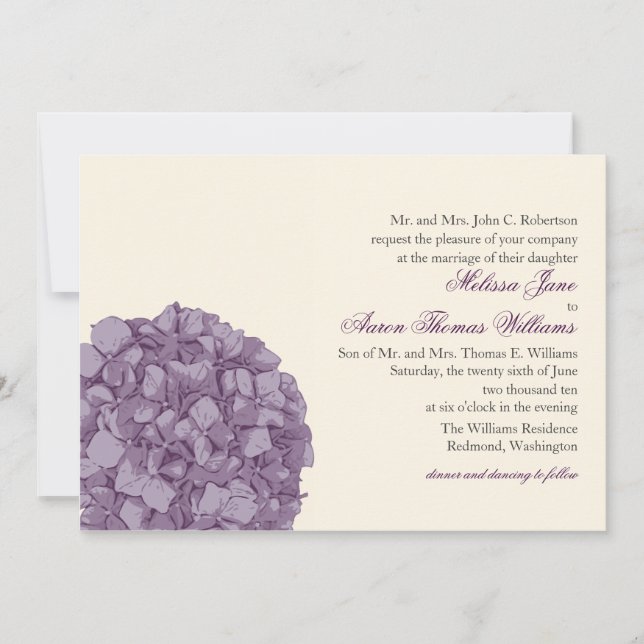 Convite do casamento do Hydrangea (Frente)