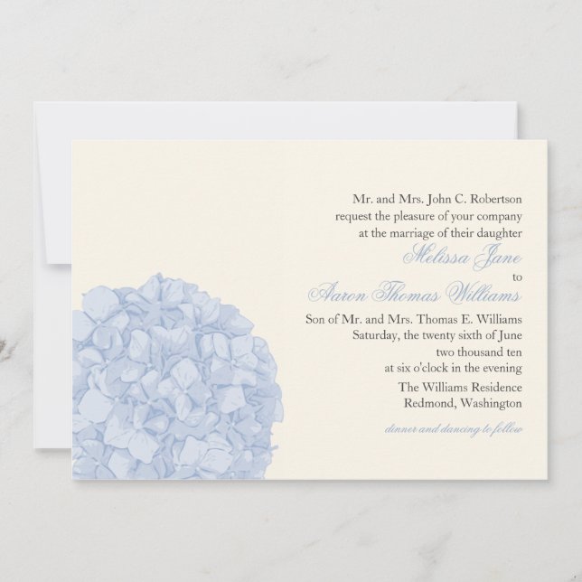 Convite do casamento do Hydrangea (Frente)