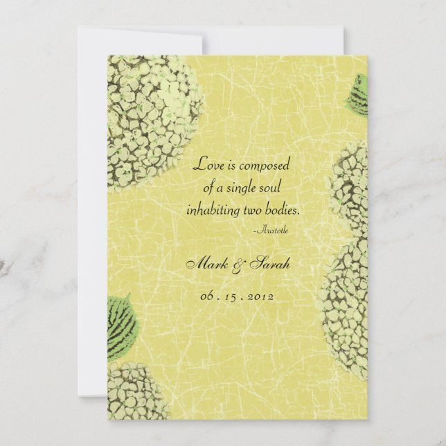 Convite do casamento do Hydrangea do Crackle do (Frente)