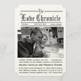 Convite do casamento do jornal com bordas do