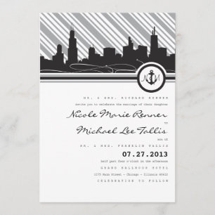 Convite do casamento do monograma da âncora de