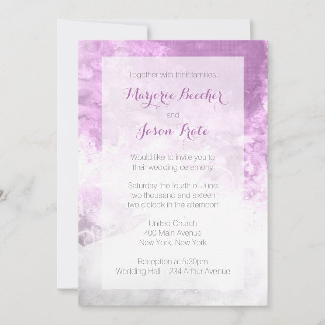 Convite do casamento do redemoinho da aguarela - (Frente)