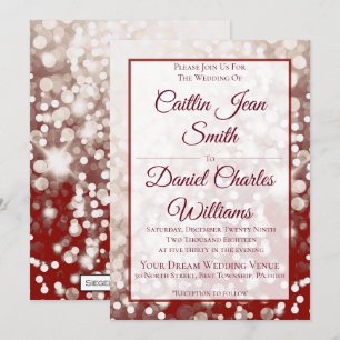 Convite do casamento outono - Champagne e vermelho