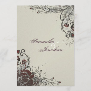 Convite do casamento - rosa vermelha quebrada