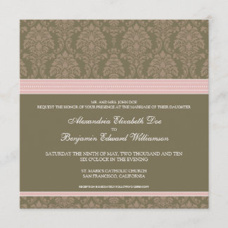 Convite do casamento tema damasco do chocolate do