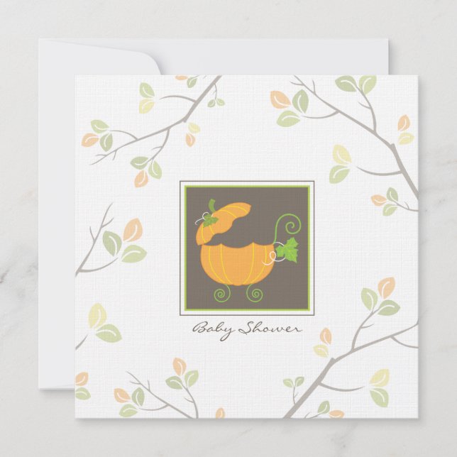 Convite do chá da carruagem de bebê da abóbora (Frente)