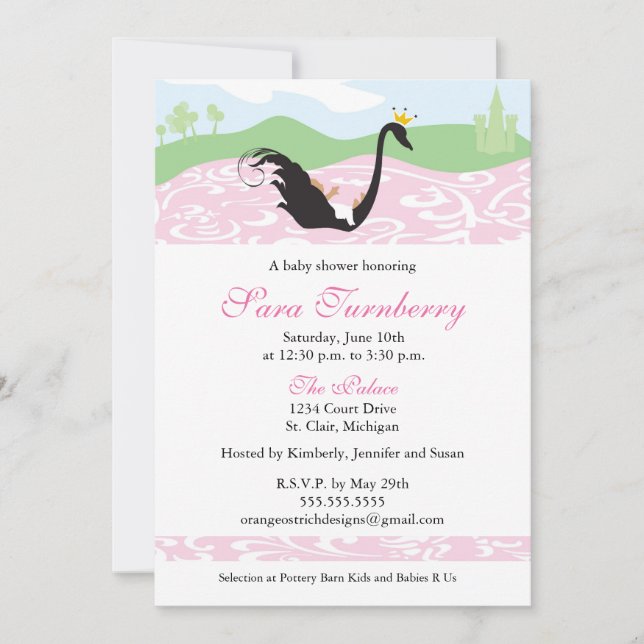 Convite do chá da menina do menino - princesa (Frente)