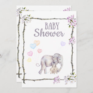 Convite do chá de fraldas com elefante do bebê