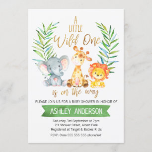 Convite do chá de fraldas da aguarela dos animais