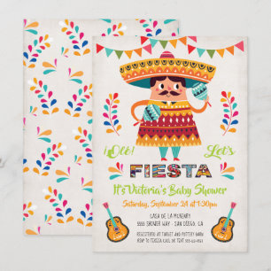 Convite do chá de fraldas da festa de Mexcian do