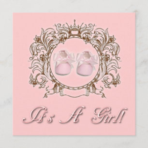 Convite do chá de fraldas da princesa Cor-de-rosa