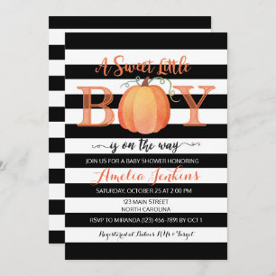 Convite do chá de fraldas da queda da abóbora de