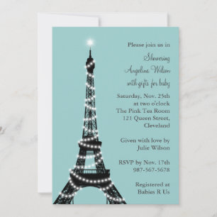 Convite do chá de fraldas da torre Eiffel