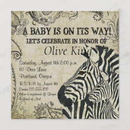 Convite do chá de fraldas das zebras do vintage