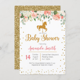 Convite do chá de fraldas do cavalo do carrossel