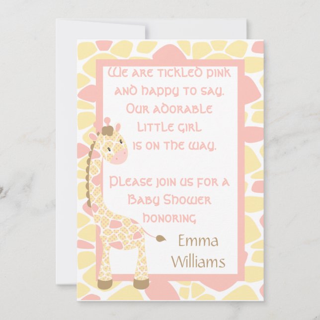 Convite do chá de fraldas do girafa da doçura do (Frente)