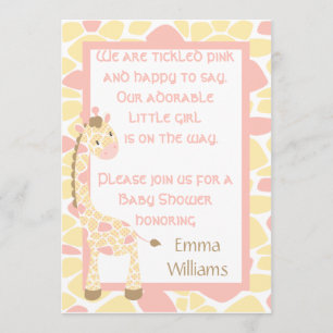 Convite do chá de fraldas do girafa da doçura do