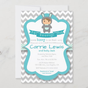 Convite do chá de fraldas do menino do coelho de