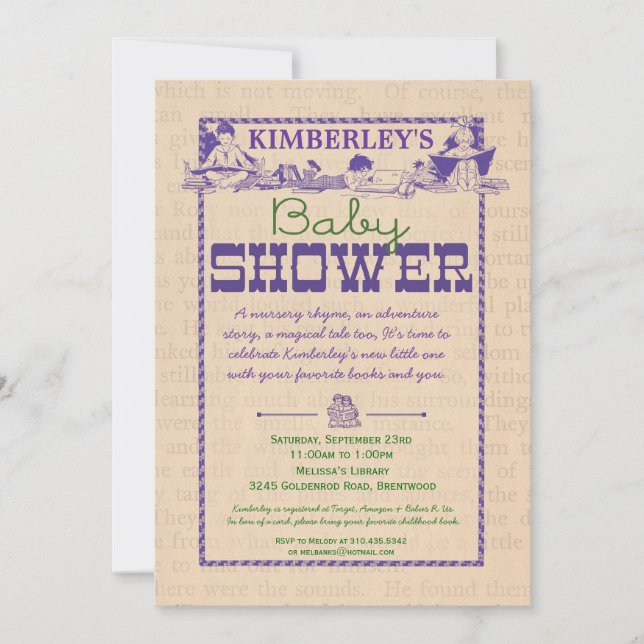 Convite do chá de fraldas do partido do livro (Frente)