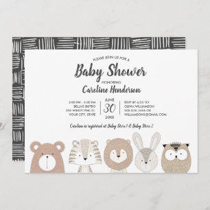 Convite do chá de fraldas dos animais da floresta