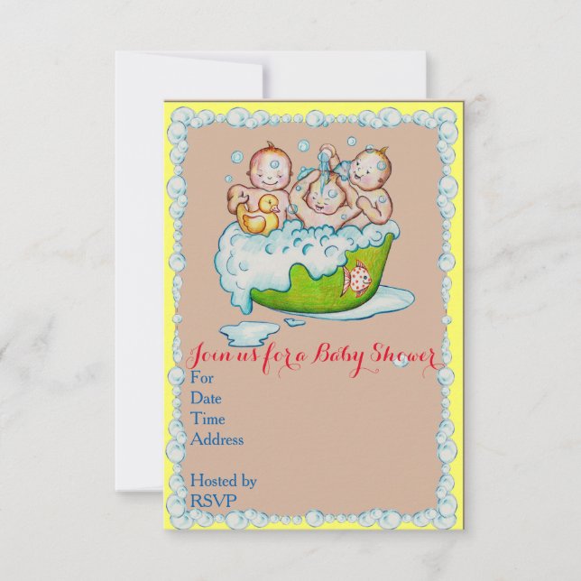 Convite do chá de fraldas para objectivas triplas (Frente)