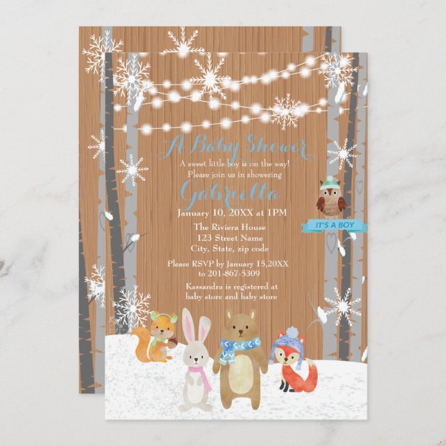 Convite do chá do bebé da floresta da floresta do (Frente/Verso)