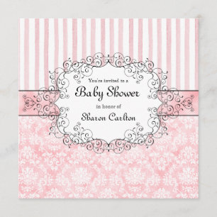 Convite do chá do damasco & do bebé da listra