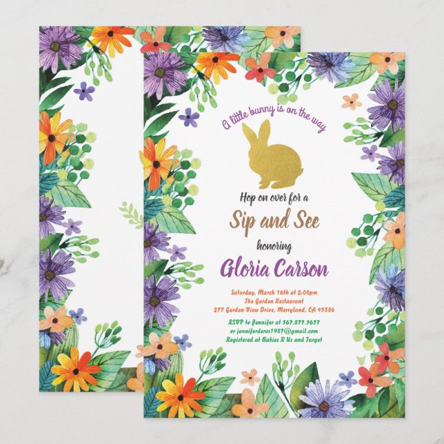 Convite do coelho da Páscoa para beber e ver (Frente/Verso)