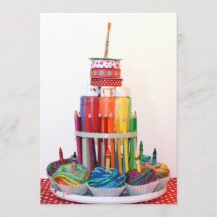 Convite Do "convite de aniversário do bolo artesanato"