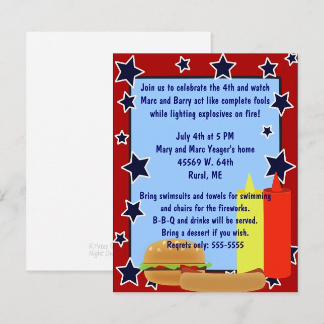 Convite do Cookout das estrelas (Frente/Verso)