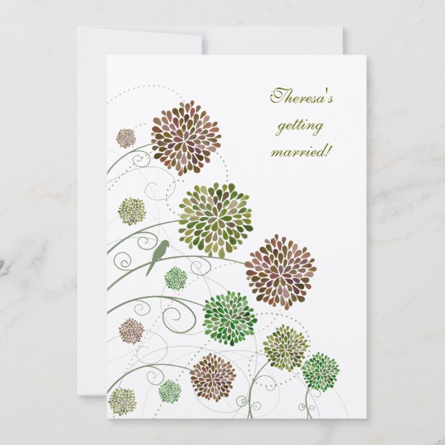 Convite do costume da dália da natureza do chá de (Frente)