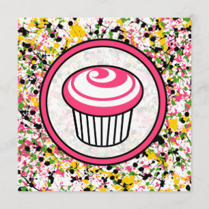 Convite do cupcake - Splatter multicolorido da