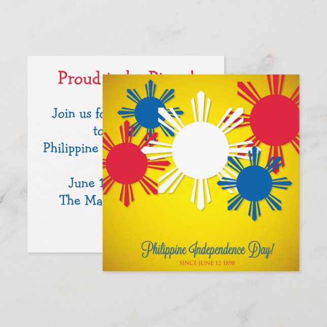 Convite do Dia da Independência Filipina Pinoy (Frente/Verso)