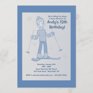 Convite do esquiador do menino