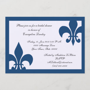 Convite do evento da flor de lis azul escuro