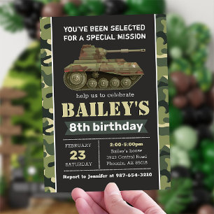 Convite do exército, convite para aniversário mi