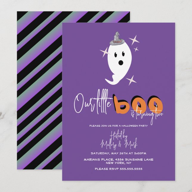 Convite do Fantasma de Halloween Nosso Pequeno Boo (Frente/Verso)