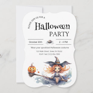 Convite Do Festa De Halloween - Bruxa Em Uma Bola