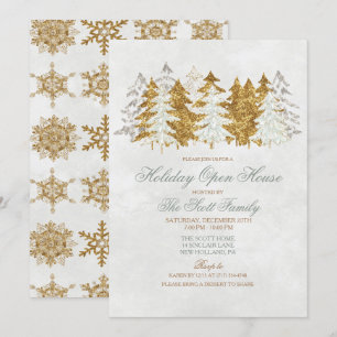 Convite do floco de neve da árvore da casa aberta