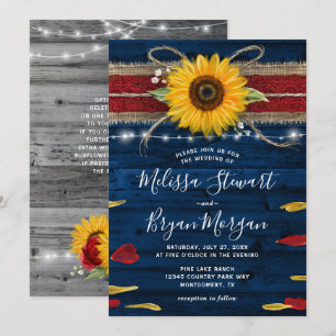 Convite Do girassol cinzento da rosa vermelha do marinho