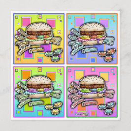 CONVITE do HAMBURGER do pop art