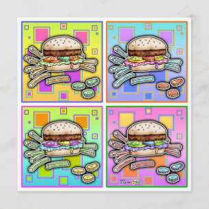 CONVITE do HAMBURGER do pop art