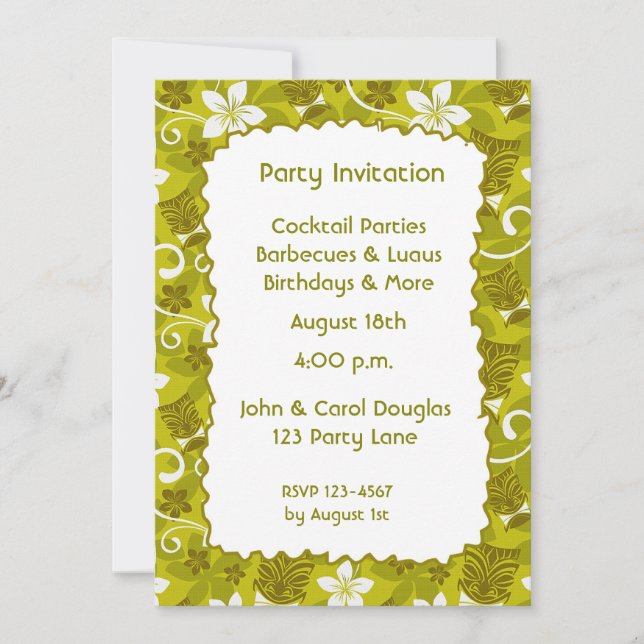 Convite do hibiscus de Tiki (Frente)