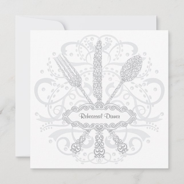 Convite do jantar de ensaio da faca da colher da (Frente)