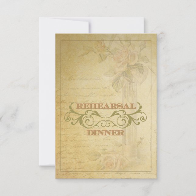 Convite do jantar de ensaio do rosa do rosa do (Frente)