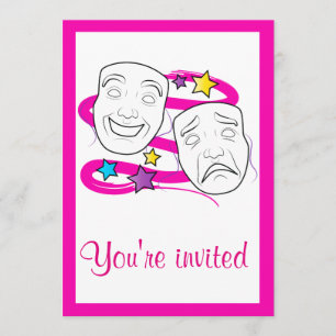 Convite do jogo da escola com máscaras do drama