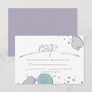 Convite Do Lilac ocasional dos Seashells da praia de RSVP