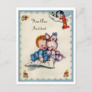 Convite do menino do aniversário do bebê de um a